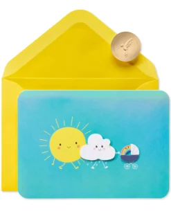 Sun And Cloud Stroller New Baby Greeting Card