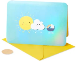 Sun And Cloud Stroller New Baby Greeting Card