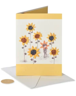Sunflower Girl Blank Greeting Card