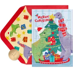 Super Rawr-some Dinosaur Christmas Greeting Card for Kids