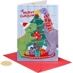 Super Rawr-some Dinosaur Christmas Greeting Card for Kids