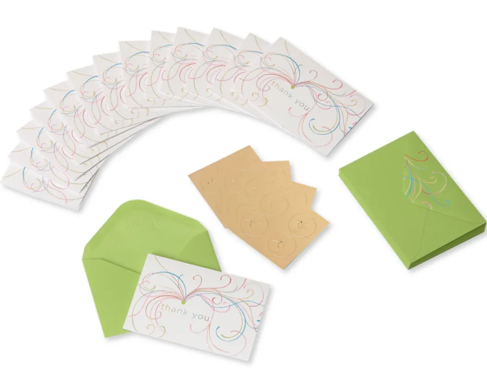 Swirl Thank You Boxed Blank Note Cards with Glitter, 14-Count
