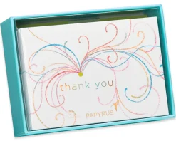 Swirl Thank You Boxed Blank Note Cards with Glitter, 14-Count