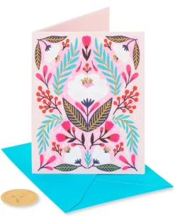 Symmetrical Floral Blank Greeting Card