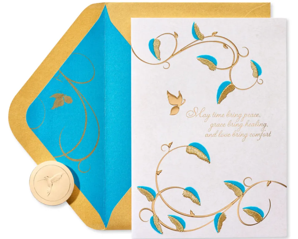 Teal and Gold Sympathy Greeting Card