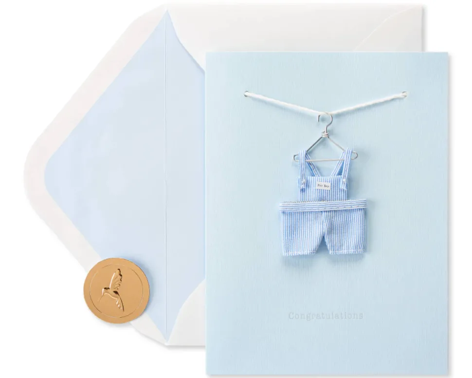 Tiny Tots Overalls New Baby Greeting Card
