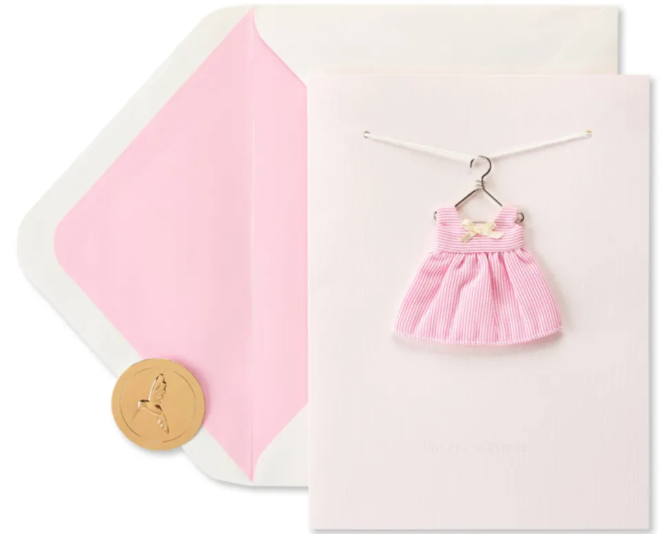 Tiny Tots Pink Dress New Baby Greeting Card