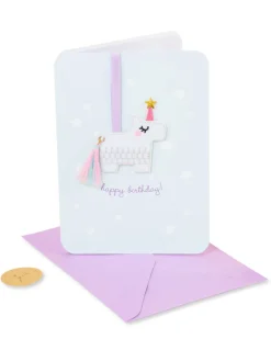 Unicorn Pinata Ornament Birthday Card