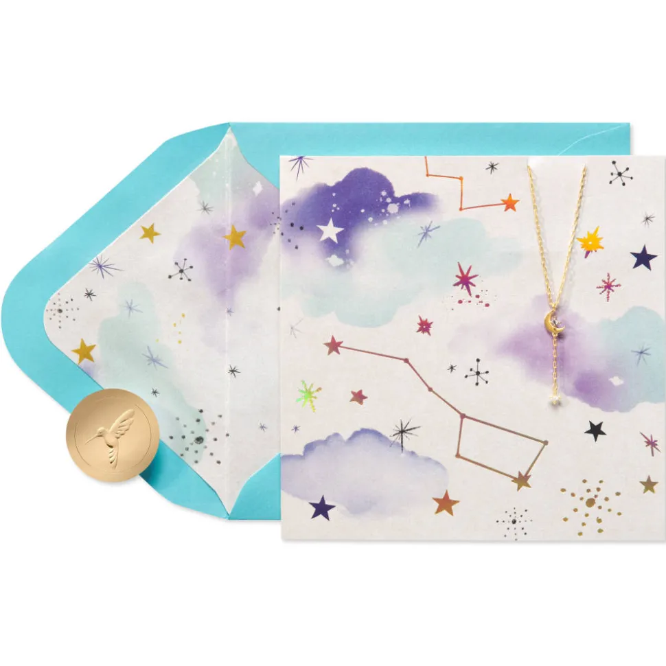 Universe Is Celebrating Birthday Greeting Card with Necklace