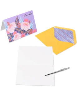 Vibrant Florals Thank You Boxed Blank Note Cards with Envelopes, 20-Count