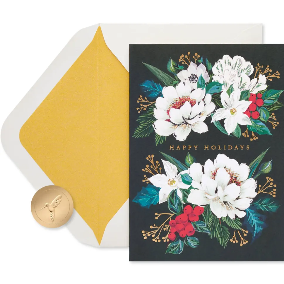 Vintage Floral Holiday Boxed Cards, 14-Count