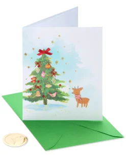 Watercolor Christmas Tree Christmas Greeting Card