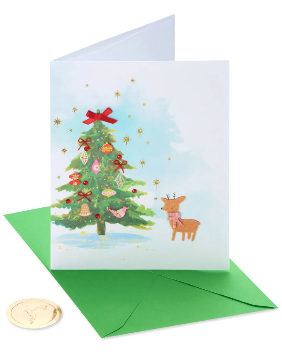 Watercolor Christmas Tree Christmas Greeting Card