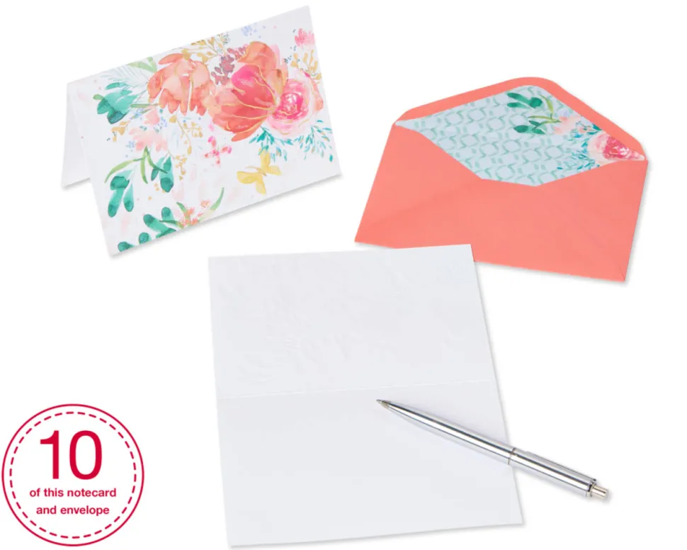 Watercolor Floral Boxed Blank Note Cards, 10-Count