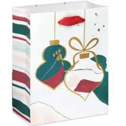 Watercolor Ornaments 10″ Medium Holiday Gift Bag, 1 Bag