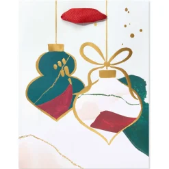 Watercolor Ornaments 10″ Medium Holiday Gift Bag, 1 Bag