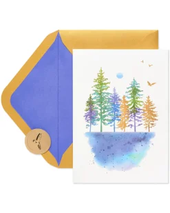 Watercolor Trees Thinking of You Blank Greeting Card