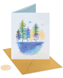 Watercolor Trees Thinking of You Blank Greeting Card