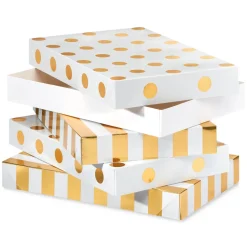 White and Gold Holiday Gift Boxes, 4 Boxes