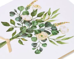 White Flowers Wedding Greeting Card