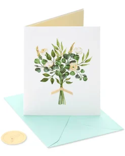 White Flowers Wedding Greeting Card