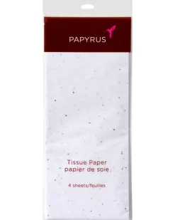 White Tissue Paper with Blue Polka Dots, 4-Sheets