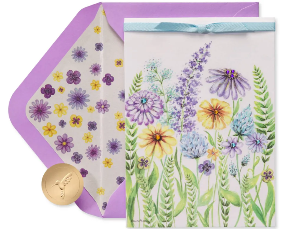 Wildflowers Blank Thinking of You Greeting Card