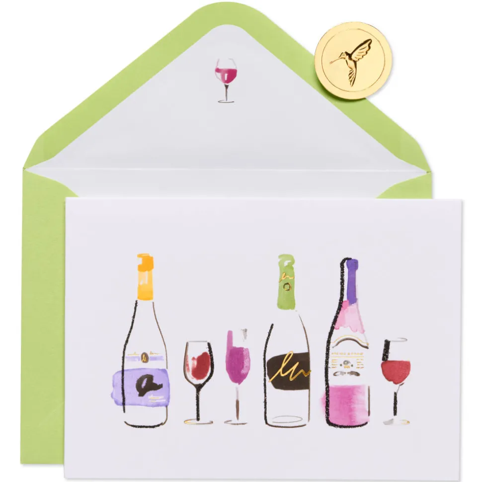 Wine Bottles Blank Greeting Card