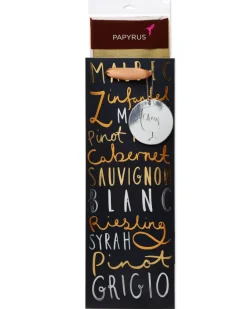 Wine Variety Beverage Gift Bag with Gold Linen Tissue Paper, 1 Gift Bag and 4 Sheets of Tissue Paper