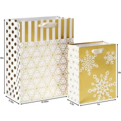 Winter Wonder Holiday Gift Bags with Tissue Paper, 2 Bags, 1 Large 13″, 1 Medium 9″, 18 Sheets