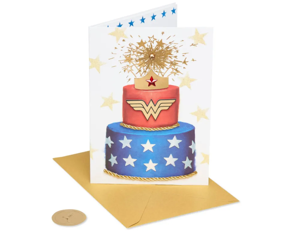 Wonder Woman Cake Birthday Greeting Card