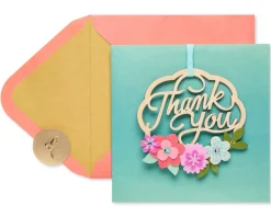 Wood Wreath Thank You Greeting Card