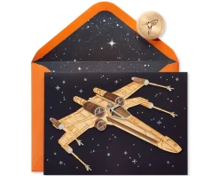 Wood X Wing Fighter Star Wars Birthday Greeting Card
