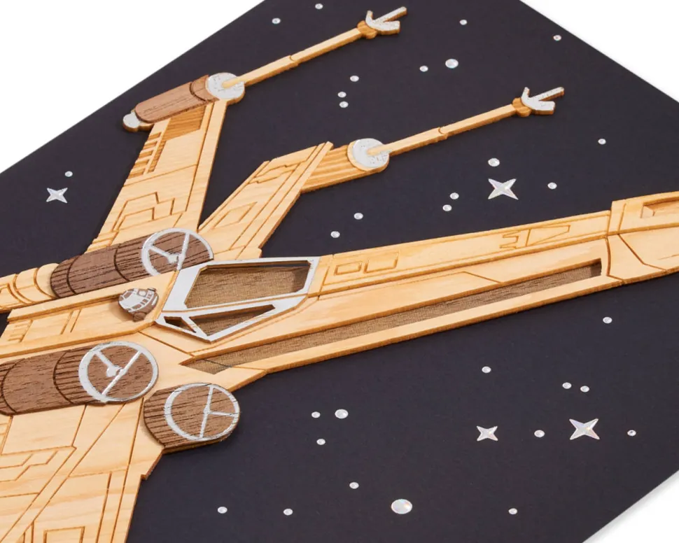 Wood X Wing Fighter Star Wars Birthday Greeting Card
