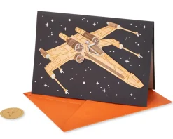 Wood X Wing Fighter Star Wars Birthday Greeting Card