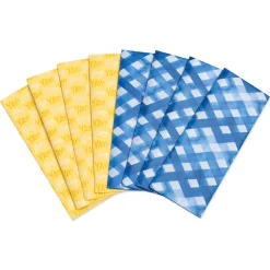 Yellow and Blue Patterns Tissue Paper, 8 Sheets