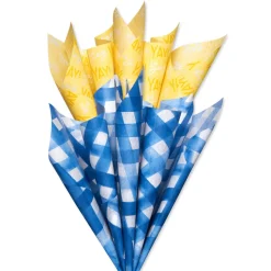 Yellow and Blue Patterns Tissue Paper, 8 Sheets
