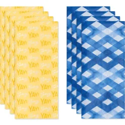 Yellow and Blue Patterns Tissue Paper, 8 Sheets