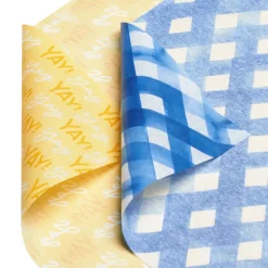 Yellow and Blue Patterns Tissue Paper, 8 Sheets