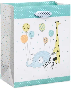 Zoo Animals with Balloons Medium Baby Gift Bag, 1 Bag